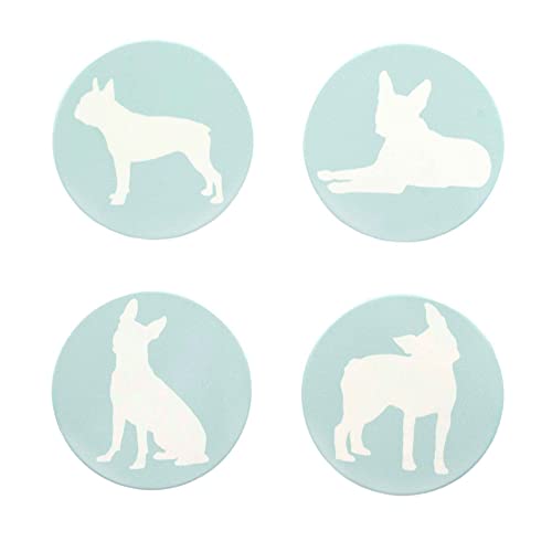 Boston Terrier Lovers Ceramic Drink Coasters - Set of 4 Dog Coasters with Protective Cork Bottom and...