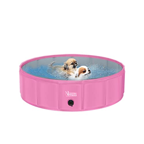 NHILES Portable Pet Dog Pool, 32' Collapsible Bathing Tub, Indoor & Outdoor Foldable Leakproof Cat...