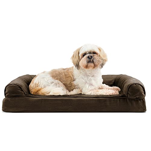 Furhaven Medium Orthopedic Dog Bed Plush & Suede Sofa-Style w/ Removable Washable Cover - Espresso,...