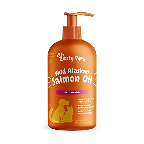 Pure Wild Alaskan Salmon Oil for Dogs & Cats - Omega 3 Skin & Coat Support - Liquid Food Supplement...