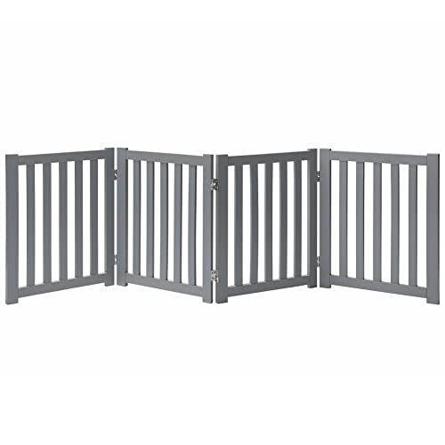 LZRS Solid Hardwood Freestanding Pet Gate,Wooden Dog Gates for Doorways,Nature Wood Dog Gates for...