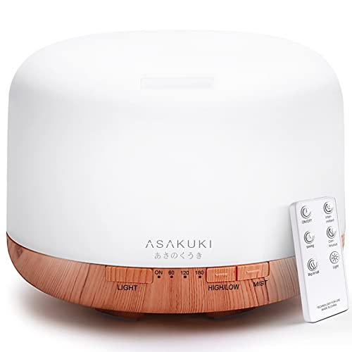 ASAKUKI 500ml Premium, Essential Oil Diffuser with Remote Control, 5 in 1 Ultrasonic Aromatherapy...