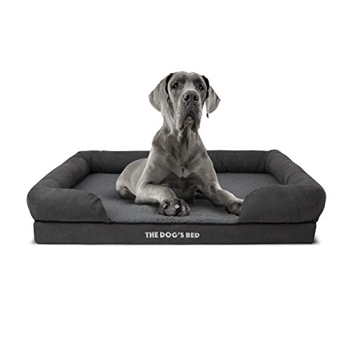 The Dog’s Bed Orthopedic Dog Bed XL Grey Plush 43.5x34, Premium Memory Foam, Pain Relief:...