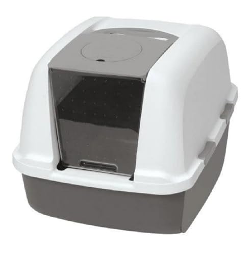 Catit Jumbo Hooded Cat Litter Pan, Warm Gray – Provides Privacy and Easy Access for Cleaning –...