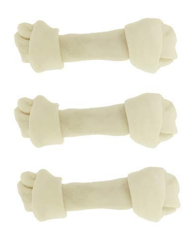 Dog Rawhide Bones Bulk Pack of 3 Natural Rawhide Protein Treats Knot Bone Chews Medium