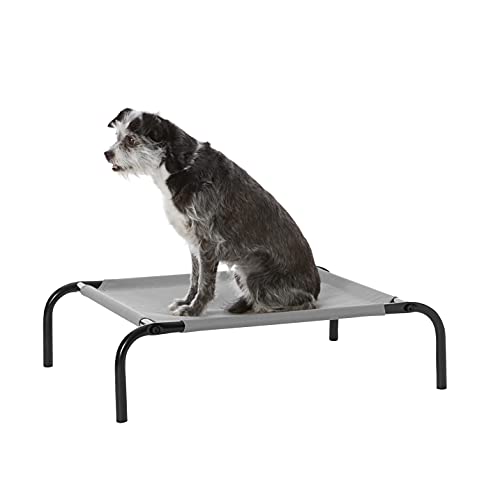 Amazon Basics Cooling Elevated Dog Bed with Metal Frame, Extra Small, 28 x 21 x 7 Inch, Grey