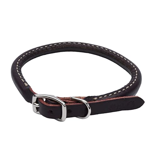 Coastal Pet Circle T Latigo Leather Round Dog Collar - For Small or Large Dogs - 5/8' x 16'