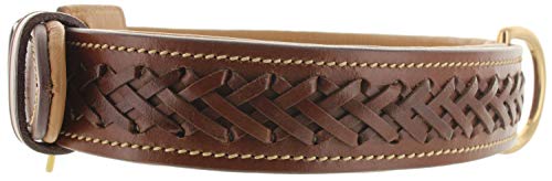 Viosi Leather Dog Collar for Large Medium Small Dogs Best Padded Buffalo Hide 2 Solid Brass Rings...