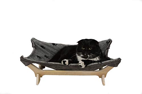 Cat Hammock with Stand | Natural Material Cats Love for Any Cat Lover (Gray)
