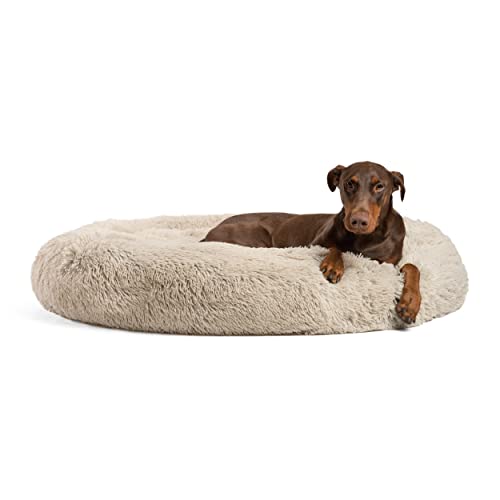 Best Friends by Sheri The Original Calming Donut Cat and Dog Bed in Shag Fur Taupe, Extra Large...