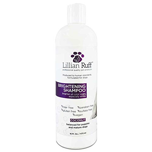 Lillian Ruff Ultra-Brightening Professional Whitening Shampoo for Dogs with Aloe & Coconut Oil for...