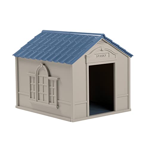 Suncast Outdoor Dog House with Door - Water Resistant and Attractive for Small to Large Sized Dogs -...