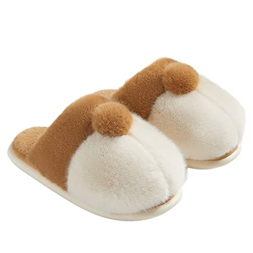posee Fuzzy Slippers for Women, Fluffy Non-Slip Corgi Slippers Cute Soft Warm Novelty Animal...