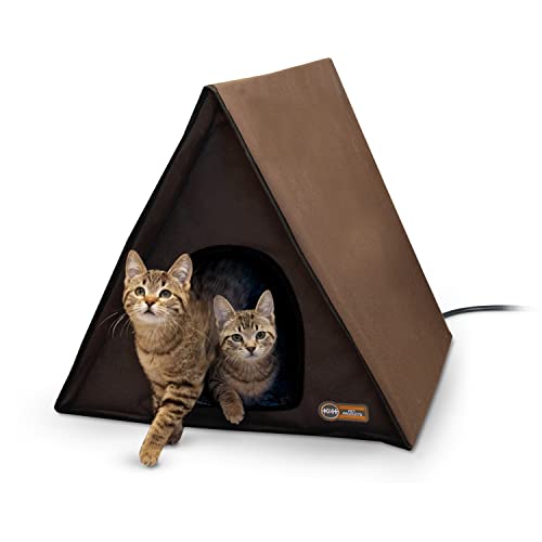 K&H Pet Products Multi-Kitty A-Frame Outdoor Cat House Chocolate 35 X 20.5 X 20 Inches Heated