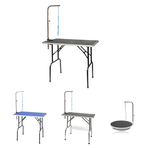 Go Pet Club 30-Inch Dog Grooming Table, Adjustable Arm Foldable Non-Slip Top, Rust-Proof,...