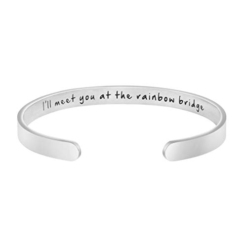 JoycuFF Personalized Bracelet Memorial Bangle I'll Meet You At The Rainbow Bridge Loss Of a Pet...