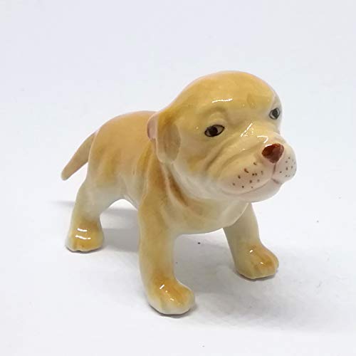 ZOOCRAFT Pitbull Dog Figurine Brown Ceramic Animals Hand Painted Porcelain DIY Craft Miniatures...