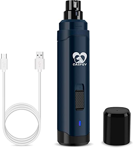 Casfuy Dog Nail Grinder Upgraded - Professional 2-Speed Electric Rechargeable Pet Nail Trimmer...
