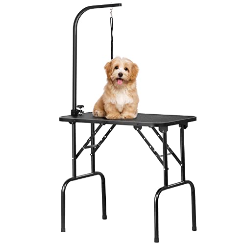 Yaheetech 32-inch Foldable Pet Dog Grooming Table with Adjustable Height Arm Drying Table for Home...