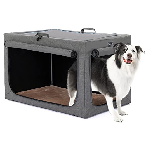 Petsfit 36inch Soft Sided Dog Crate with Thicken Plush Mat-Foldable Design + Adjustable The...