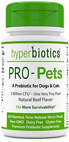 Hyperbiotics Pet Probiotic | Patented Time Release Pearls | Probiotics Supplement for Dogs, Cats,...