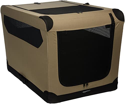 Amazon Basics - Folding Soft Crate for Cat, Dog, Rabbit, 36 Inch, Tan