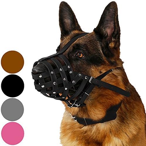 CollarDirect Dog Muzzle German Shepherd Dalmatian Doberman Setter Leather Basket Medium Large Breeds...