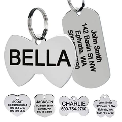 GoTags Stainless Steel Pet ID Tags, Personalized Dog Tags and Cat Tags, up to 8 Lines of Custom...