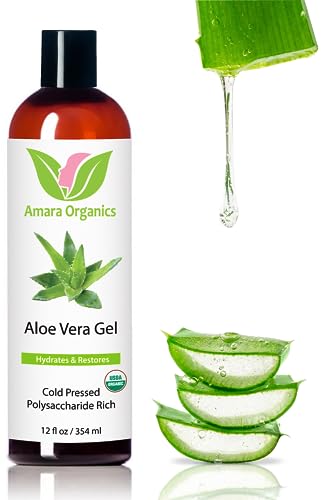 Organic Aloe Vera Gel from 100% Pure Aloe Barbadensis Leaf - Skin Care for Face, Body, After Sun,...