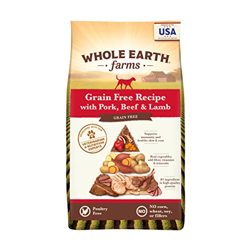 Whole Earth Farms Natural Grain Free Dry Kibble, Wholesome And Healthy Dog Food, Pork, Beef, And...