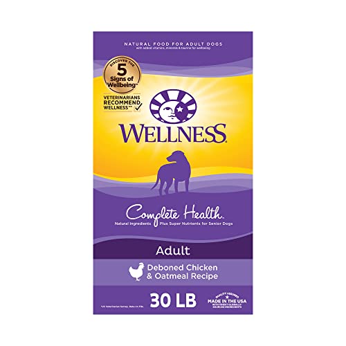 Wellness Complete Health Dry Dog Food with Grains, Made in USA with Real Meat & Natural Ingredients,...