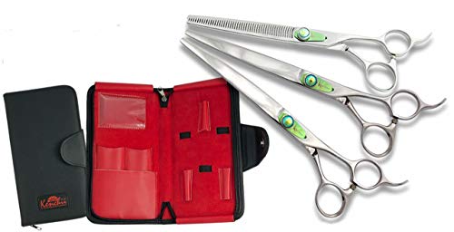 Kenchii T Series Professional Line of Dog Grooming Shears and Thinners (8.0', 3 Shear Set)
