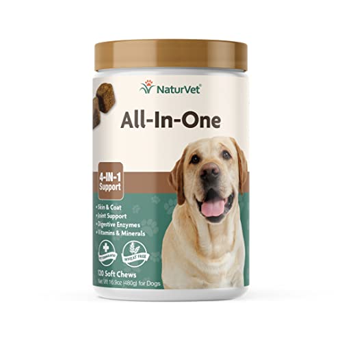 NaturVet All-in-One Dog Supplement - for Joint Support, Digestion, Skin, Coat Care – Dog...