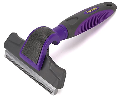 Hertzko Pet Deshedding Tool Gently Removes Shed Hair - for Small, Medium, Large, Dogs and Cats, with...