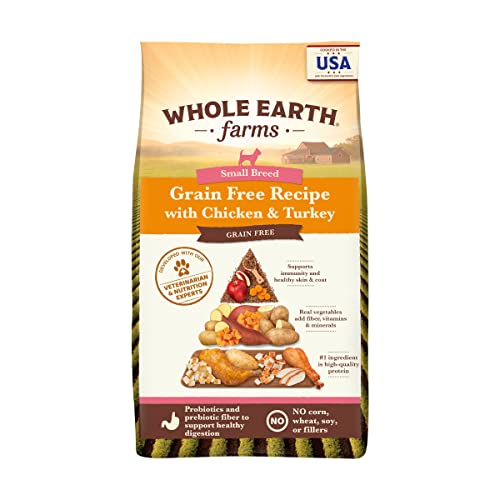 Whole Earth Farms Grain Free Dog Food, Small Breed Recipe with Chicken and Turkey, Dry Dog Food - 12...