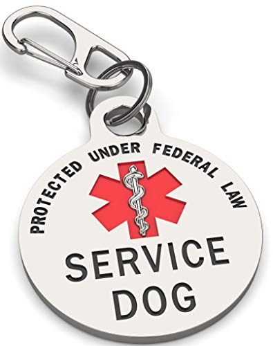 K9King Service Dog Tag Double Sided Federal Protection with Red Medical Alert Symbol Pet ID Tags...