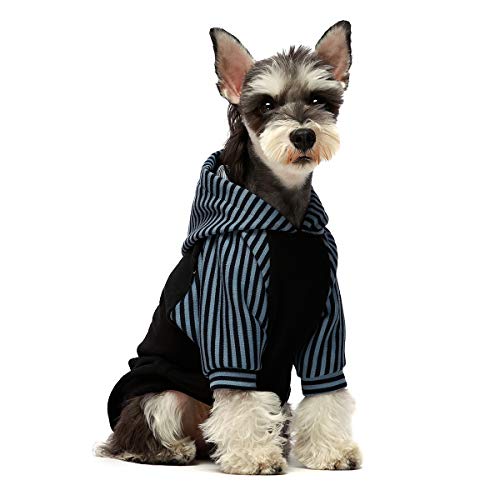 Fitwarm Striped Dog Hoodie, Dog Winter Clothes for Small Dogs Boy, Pet Sweatshirt Cat Outfit, Black...