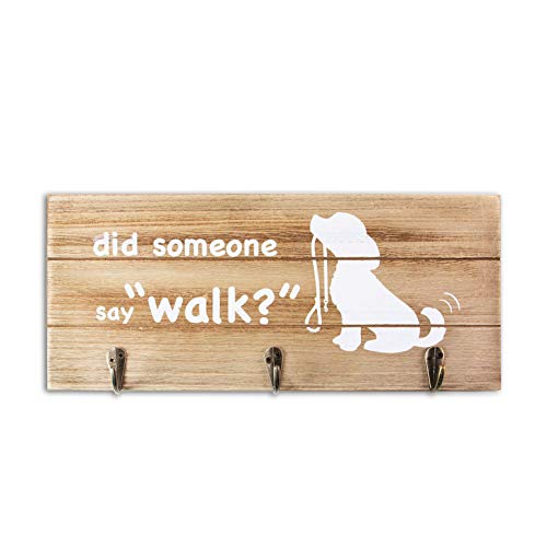 VILIGHT Dog Mom Gifts Leash Holder Home Sign - Farmhouse Wall Decor with Hooks - Funny Dog Lover...