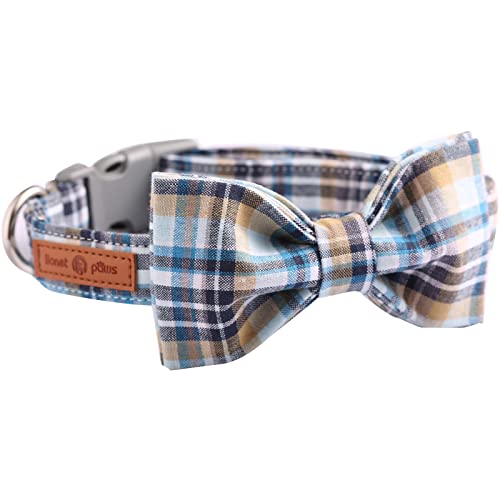 Lionet Paws Dog and Cat Collar with Bowtie Grid Collar Plastic Buckle Light Adjustable Collars for...