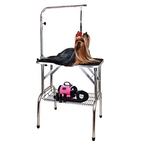 Polar Aurora Pingkay 30'' Black Heavy Duty Pet Professional Dog Show Stainless Steel Foldable...