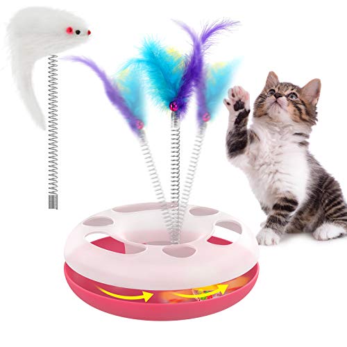 Pawaboo Interactive Cat Toys, Kitty Interactive Track Toy Spring Cat Toys with a Mouse-shaped Toy, a...