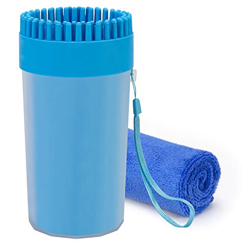 Upgrade Dog Paw Cleaner Dog Cleaner Portable with Towel Dog Cleaning Brush Paw Cleaner for Dogs and...