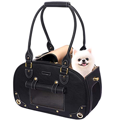 PetsHome Dog Carrier, Pet Carrier, Dog Purse, Foldable Waterproof Premium PU Leather Pet Travel...