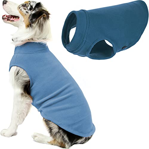 Gooby Stretch Fleece Vest Dog Sweater - Steel Blue, 6X-Large - Warm Pullover Fleece Dog Jacket -...