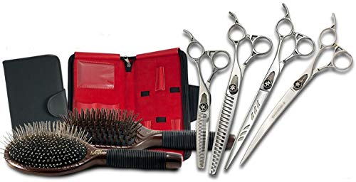 Kenchii Grooming Shinobi Shear Sets For Professional Dog Groomers (8.0' Poodle 4 Shear Kit)