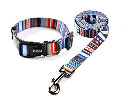 Ihoming Puppy Collar and Leash Set for Daily Outdoor Walking Running Training, Splicing Design for...