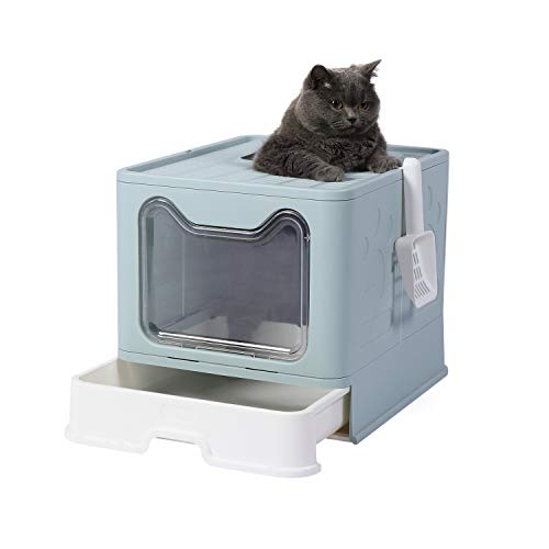 GENENIC Large Foldable Cat Litter Box Pan with Lid, Cat Potty ,Top Entry Type Anti-Splashing Cat...
