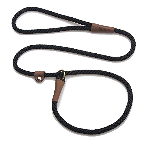 Mendota Pet Slip Leash - Dog Lead and Collar Combo - Made in The USA - Black, 3/8 in x 6 ft - for...