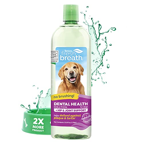 TropiClean Fresh Breath Plus Glucosamine for Hips & Joints | Dog Oral Care Water Additive | Dog...