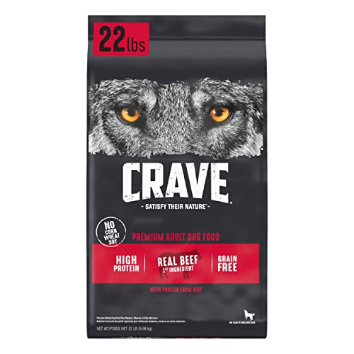 CRAVE Grain Free Adult High Protein Natural Dry Dog Food with Protein from Beef, 22 lb. Bag